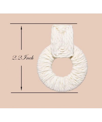 Rattan Earrings for Women Handmade Straw Raffia Woven Hoop Dangle Earrings Boho Summer Beach Accessories Gifts White $8.24 Ea...