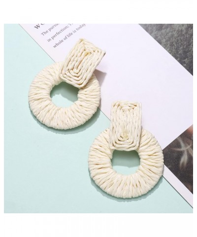 Rattan Earrings for Women Handmade Straw Raffia Woven Hoop Dangle Earrings Boho Summer Beach Accessories Gifts White $8.24 Ea...