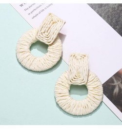 Rattan Earrings for Women Handmade Straw Raffia Woven Hoop Dangle Earrings Boho Summer Beach Accessories Gifts White $8.24 Ea...