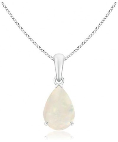 Natural Opal Solitaire Pendant Necklace for Women, Girls in 14K Solid Gold/Platinum | October Birthstone | Jewelry Gift for H...