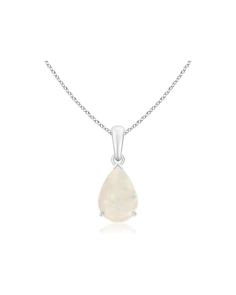 Natural Opal Solitaire Pendant Necklace for Women, Girls in 14K Solid Gold/Platinum | October Birthstone | Jewelry Gift for H...