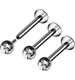 3PCS Titanium G23 Internally Threaded Labret 16g 3mm Ball Monroe Tragus Vertical Labret Earrings Piercing Jewelry Pick Size B...