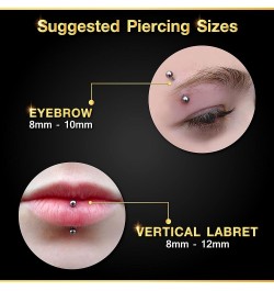 3PCS Titanium G23 Internally Threaded Labret 16g 3mm Ball Monroe Tragus Vertical Labret Earrings Piercing Jewelry Pick Size B...