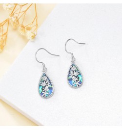 Flower 925 Sterling Silver Earrings for Women, Abalone Shell Pendant Jewelry Earrings for Girls, Safe Hypoallergenic Silver J...