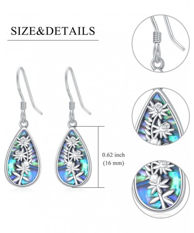 Flower 925 Sterling Silver Earrings for Women, Abalone Shell Pendant Jewelry Earrings for Girls, Safe Hypoallergenic Silver J...