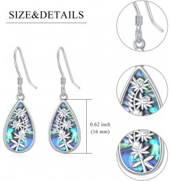 Flower 925 Sterling Silver Earrings for Women, Abalone Shell Pendant Jewelry Earrings for Girls, Safe Hypoallergenic Silver J...