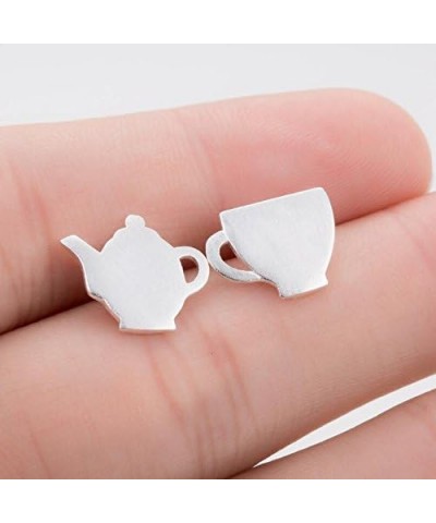 Personalized Teapot Teacup Post Stud Earrings Jewelry for Women rose gold $8.39 Earrings