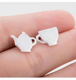 Personalized Teapot Teacup Post Stud Earrings Jewelry for Women rose gold $8.39 Earrings