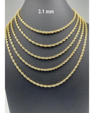 14K and 10K Real Gold Rope Chain - 2.6mm 3.1mm 3.5mm 4.4mm 4.9mm Diamond Cut Twist Link Chain For Men - Dainty Yellow Gold Pe...