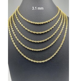 14K and 10K Real Gold Rope Chain - 2.6mm 3.1mm 3.5mm 4.4mm 4.9mm Diamond Cut Twist Link Chain For Men - Dainty Yellow Gold Pe...