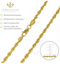 14K and 10K Real Gold Rope Chain - 2.6mm 3.1mm 3.5mm 4.4mm 4.9mm Diamond Cut Twist Link Chain For Men - Dainty Yellow Gold Pe...