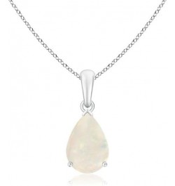 Natural Opal Solitaire Pendant Necklace for Women, Girls in 14K Solid Gold/Platinum | October Birthstone | Jewelry Gift for H...