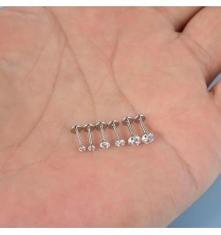 16g 2/3/4mm Cubic Zirconia Triple Forward Helix Ear Cartilage Tragus Studs Earrings Lip Piercing 16 gauge 18G 4mm stone 6mm l...