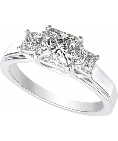 3 Three Stone Princess Diamond Engagement Ring 14K White Gold (I-J Color Value) 0.75 carats $750.82 Rings