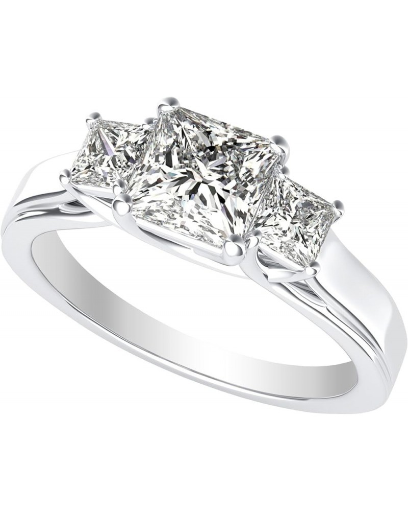 3 Three Stone Princess Diamond Engagement Ring 14K White Gold (I-J Color Value) 0.75 carats $750.82 Rings