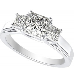 3 Three Stone Princess Diamond Engagement Ring 14K White Gold (I-J Color Value) 0.75 carats $750.82 Rings