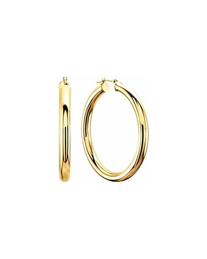 14k REAL Yellow or White or Rose/Pink Gold 3MM Thickness Classic Polished Round Tube Hoop Earrings with Snap Post Closure For...