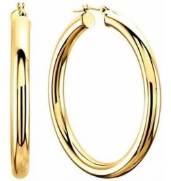 14k REAL Yellow or White or Rose/Pink Gold 3MM Thickness Classic Polished Round Tube Hoop Earrings with Snap Post Closure For...