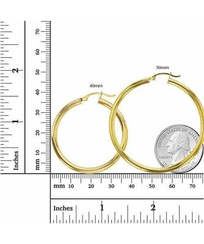 14k REAL Yellow or White or Rose/Pink Gold 3MM Thickness Classic Polished Round Tube Hoop Earrings with Snap Post Closure For...