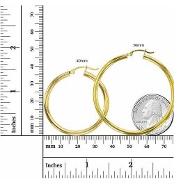 14k REAL Yellow or White or Rose/Pink Gold 3MM Thickness Classic Polished Round Tube Hoop Earrings with Snap Post Closure For...