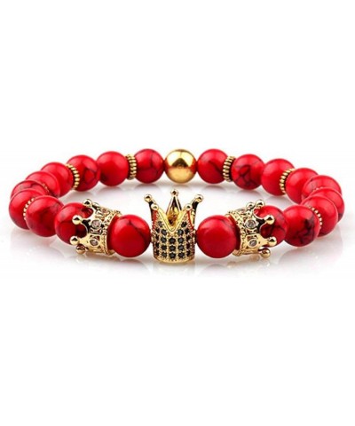 Gemstone King Crown Bead Gold Bracelets for Men Women,Imperial Crown Royal Luxury Charm Bead Bracelets for boys Punk Hip hop ...