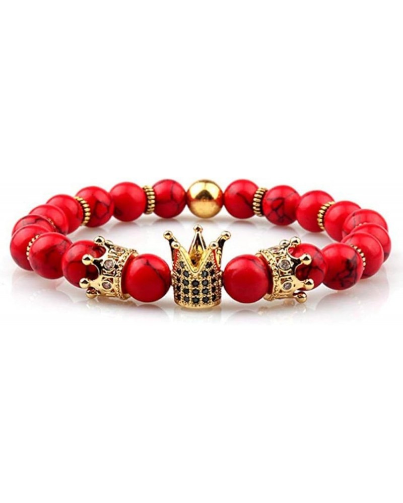 Gemstone King Crown Bead Gold Bracelets for Men Women,Imperial Crown Royal Luxury Charm Bead Bracelets for boys Punk Hip hop ...