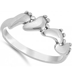 Feet Foot Footprint Ring New .925 Sterling Silver Band Sizes 3-10 $10.52 Rings