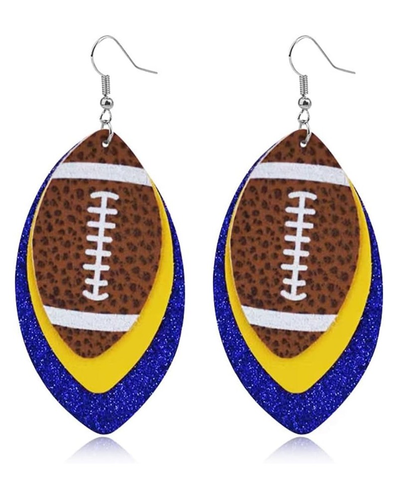 CHUNYANAN Unique Fashion Sequined Leather Football Dangle Drop Earrings for Women Girls Sparkly Charm Tassel Football Earring...