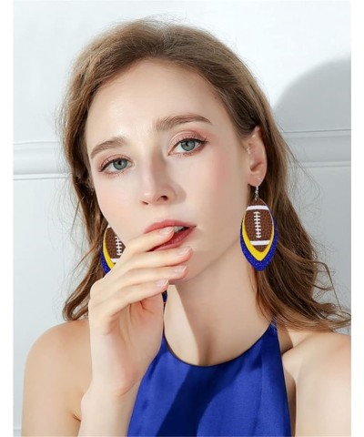 CHUNYANAN Unique Fashion Sequined Leather Football Dangle Drop Earrings for Women Girls Sparkly Charm Tassel Football Earring...