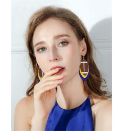 CHUNYANAN Unique Fashion Sequined Leather Football Dangle Drop Earrings for Women Girls Sparkly Charm Tassel Football Earring...