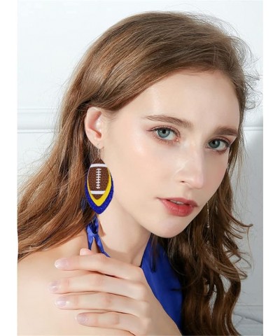 CHUNYANAN Unique Fashion Sequined Leather Football Dangle Drop Earrings for Women Girls Sparkly Charm Tassel Football Earring...