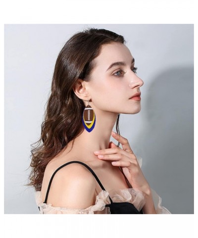 CHUNYANAN Unique Fashion Sequined Leather Football Dangle Drop Earrings for Women Girls Sparkly Charm Tassel Football Earring...