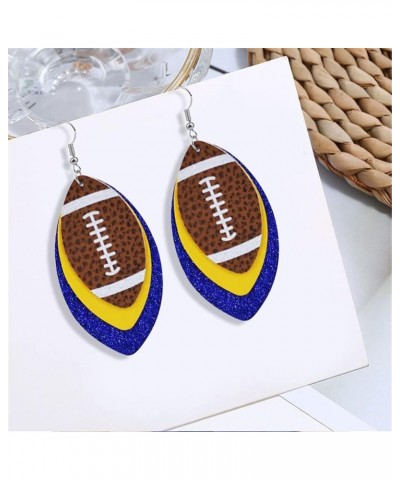 CHUNYANAN Unique Fashion Sequined Leather Football Dangle Drop Earrings for Women Girls Sparkly Charm Tassel Football Earring...