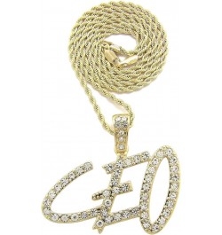 Stone Filled CEO Pendant 18,20,24 inches Chain Necklace in Gold, Silver Tone Gold / 2mm 24" Rope Chain $12.72 Necklaces