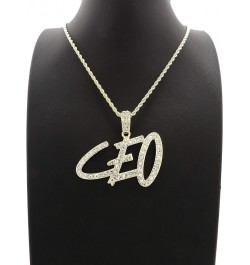 Stone Filled CEO Pendant 18,20,24 inches Chain Necklace in Gold, Silver Tone Gold / 2mm 24" Rope Chain $12.72 Necklaces