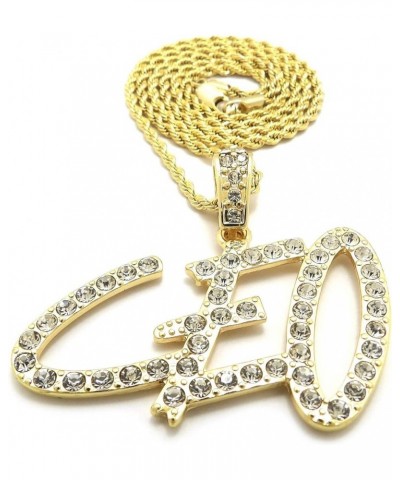 Stone Filled CEO Pendant 18,20,24 inches Chain Necklace in Gold, Silver Tone Gold / 2mm 24" Rope Chain $12.72 Necklaces