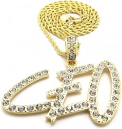 Stone Filled CEO Pendant 18,20,24 inches Chain Necklace in Gold, Silver Tone Gold / 2mm 24" Rope Chain $12.72 Necklaces