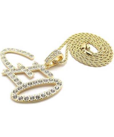 Stone Filled CEO Pendant 18,20,24 inches Chain Necklace in Gold, Silver Tone Gold / 2mm 24" Rope Chain $12.72 Necklaces