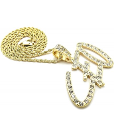 Stone Filled CEO Pendant 18,20,24 inches Chain Necklace in Gold, Silver Tone Gold / 2mm 24" Rope Chain $12.72 Necklaces