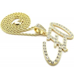 Stone Filled CEO Pendant 18,20,24 inches Chain Necklace in Gold, Silver Tone Gold / 2mm 24" Rope Chain $12.72 Necklaces