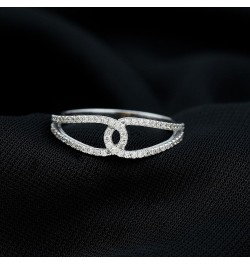 Minimal Interlock Infinity Ring with HI-SI Diamond for Women | April Birthstone 14K White Gold $283.36 Rings