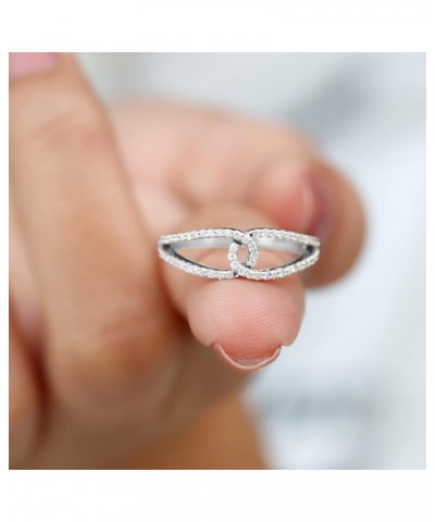 Minimal Interlock Infinity Ring with HI-SI Diamond for Women | April Birthstone 14K White Gold $283.36 Rings