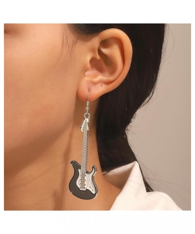 Classic Music Bass Electric Guitar Acrylic Earrings Punk Charm Resin Rock Band Violin Instrument Lightweight Dangle Drop Earr...