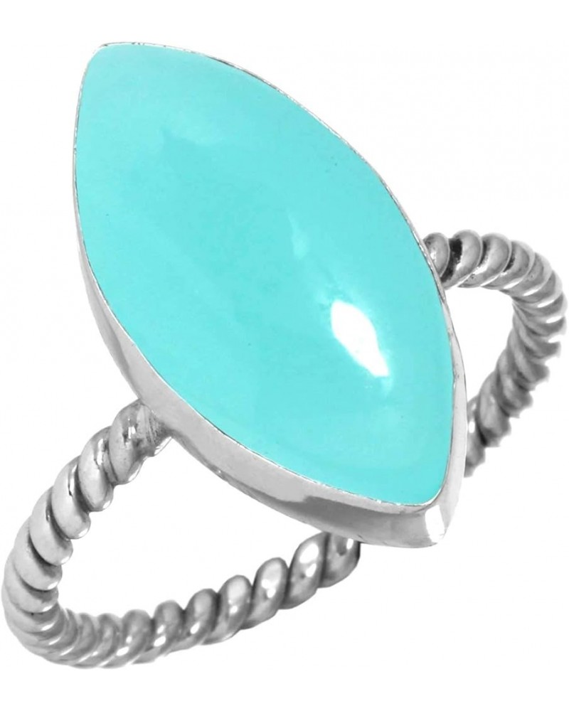 925 Sterling Silver Handmade Ring for Women 8x16 Marquoise Gemstone Fashion Jewelry for Gift (99138_R) Aqua Chalcedony $20.99...