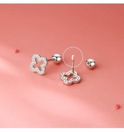 20G Dainty Clover Cartilage Tiny Stud Earrings for Women Teen Girls 925 Sterling Silver Crystal Cubic Zirconia Cross Flower T...