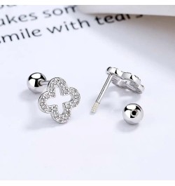 20G Dainty Clover Cartilage Tiny Stud Earrings for Women Teen Girls 925 Sterling Silver Crystal Cubic Zirconia Cross Flower T...