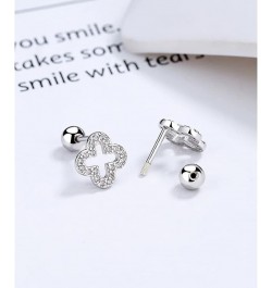 20G Dainty Clover Cartilage Tiny Stud Earrings for Women Teen Girls 925 Sterling Silver Crystal Cubic Zirconia Cross Flower T...