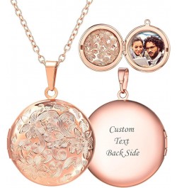 Personalized Picture Necklaces for Women Girls, Platinum/Gold Plated Lockets with 18 Inch Chain, Custom Photo & Text Flower H...