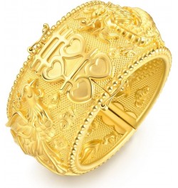 Chinese Wedding Collection 999.9 24K Solid Gold Price-by-Weight Gold Dragon and Phoenix Bangle for Women and Wedding Occasion...