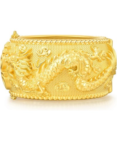 Chinese Wedding Collection 999.9 24K Solid Gold Price-by-Weight Gold Dragon and Phoenix Bangle for Women and Wedding Occasion...